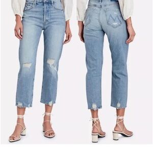 Mother the tomcat Women's Light Blue Distressed Jeans